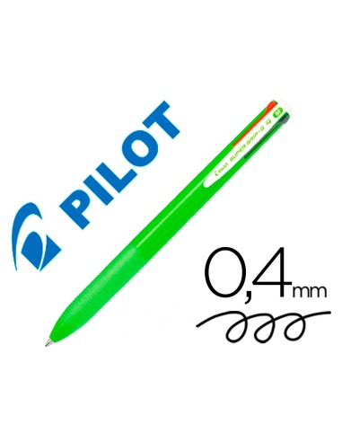 BOLIGRAFO PILOT SUPER GRIP G 4 RETRACTIL SUJECION CAUCHO CUERPO VE.