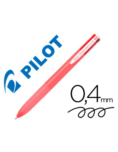 BOLIGRAFO PILOT SUPER GRIP G 4 RETRACTIL SUJECION CAUCHO CUERPO ROSA