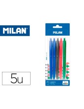 BOLIGRAFO MILAN P1 RETRACTIL 1MM TOUCH 5 UD.SURT.