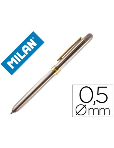 BOLIGRAFO MILAN MULTIFUNCION CROMADO PORTAMINAS 0,5MM/ GOMA BORRAR