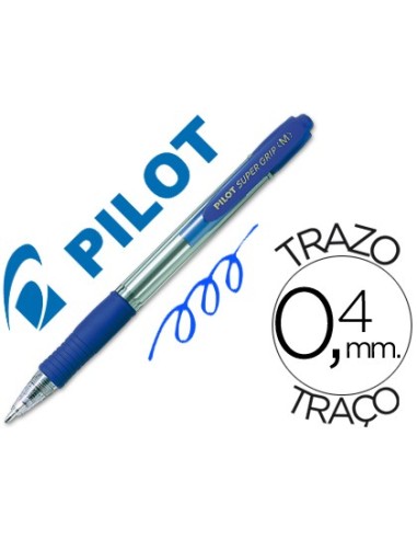 BOLIGRAFO PILOT SUPER GRIP AZUL RETR.SUJECION CAUCHO BASE ACEITE