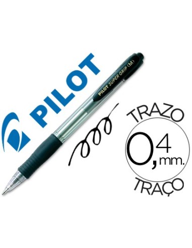 BOLIGRAFO PILOT SUPER GRIP NEGRO RETR.SUJECION CAUCHO BASE ACEITE