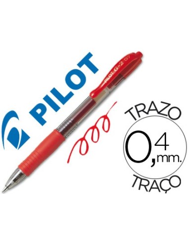 BOLIGRAFO PILOT G-2 ROJO TINTA GEL RETR.-SUJECION CAUCHO