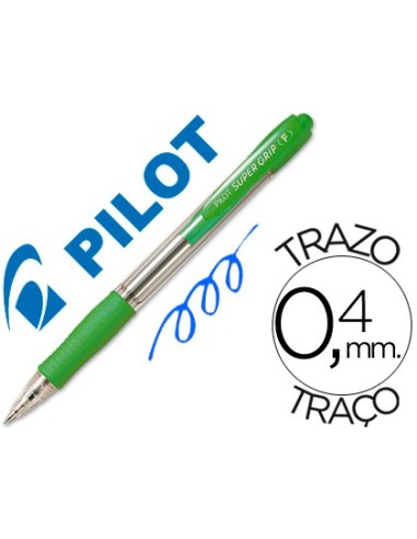 BOLIGRAFO PILOT SUPER GRIP VER CLARO RETR.-SUJECION CAUCHO BASE ACEIT