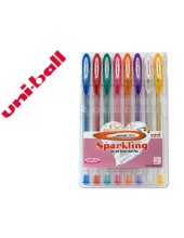 BOLIGRAFO UNI BALL UM-120 SIGNO 0,7 MM TINTA GEL ESTUCHE 8 COL PURP