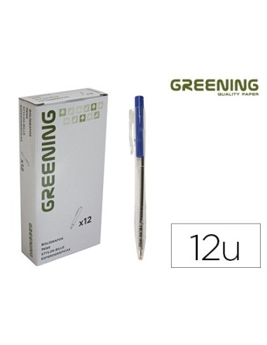 BOLIGRAFO RETRACTIL GREENING AZUL