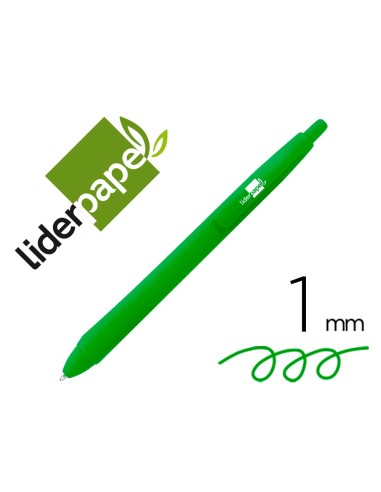 BOLIGRAFO LIDERPAPEL GUMMY TOUCH RETRACTIL 1,0 MM TINTA VERDE