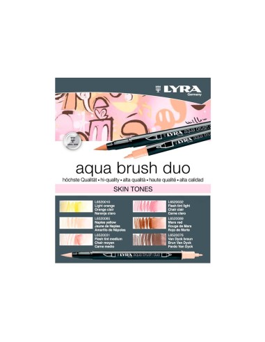 ROTULADOR LYRA AQUA BRUSH ACUARELABLE DOBLE PIEL 6 UD.SURT.