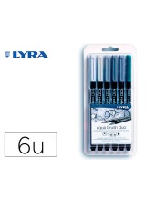 ROTULADOR LYRA AQUA BRUSH ACUARELABLE DOBLE TONOS GRISES 6 UD.SURT