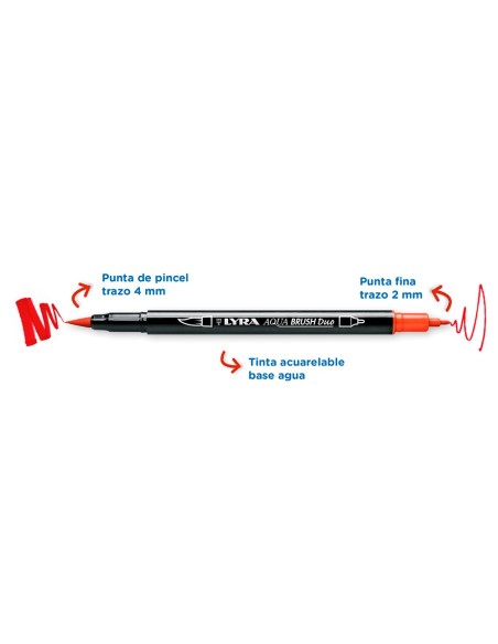 ROTULADOR LYRA AQUA BRUSH ACUARELABLE DOBLE TONOS PRIMARIOS 6 UD.