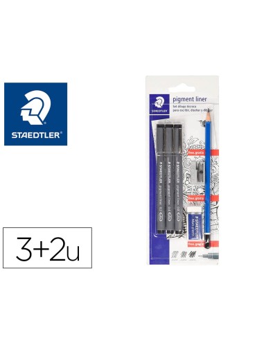 ROTULADOR STAEDTLER MICROMETRICO 308 NG.BLISTER 3 UND+GOMA LAPIZ