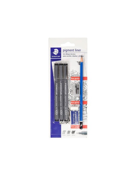 ROTULADOR STAEDTLER MICROMETRICO 308 NG.BLISTER 3 UND+GOMA LAPIZ