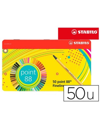 ROTULADOR STABILO PUNTA FIBRA 0,4MM POINT 88 ESTUCHE METAL 50 SURT