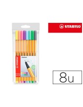 ROTULADOR STABILO PUNTA FIBRA POINT 88 ESTUCHE 8 COL.SURT.PASTEL