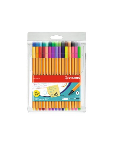 ROTULADOR STABILO PUNTA FIBRA POINT 88 ESTUCHE 30 UNIDADES SURTIDAS