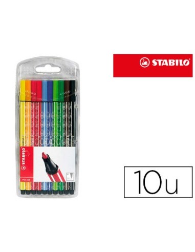 ROTULADOR STABILO ACUARELABLE PEN 68 ESTUCHE 10 COL.SURT.6810/PL