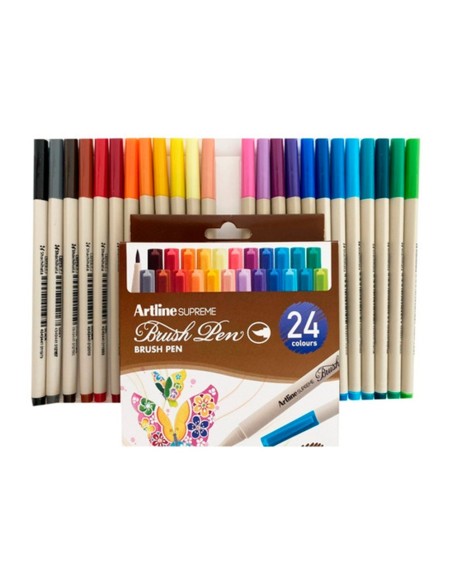 ROTULADOR ARTLINE BRUSH BASE AGUA PINCEL TRAZO FINO BOLSA 24 UD.