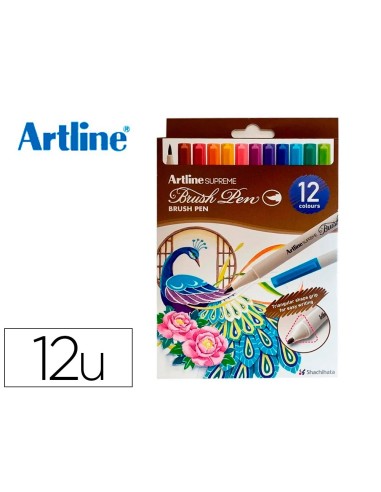 ROTULADOR ARTLINE BRUSH BASE AGUA PINCEL TRAZO FINO BOLSA 12 UD.