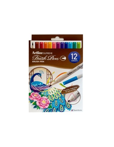 ROTULADOR ARTLINE BRUSH BASE AGUA PINCEL TRAZO FINO BOLSA 12 UD.