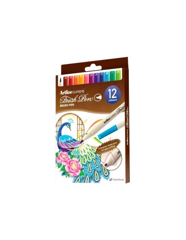 ROTULADOR ARTLINE BRUSH BASE AGUA PINCEL TRAZO FINO BOLSA 12 UD.