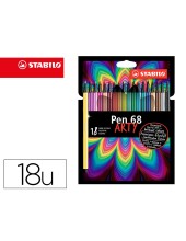 ROTULADOR STABILO ACUARELABLE PEN 68  CARTON 18 UD.SURT.