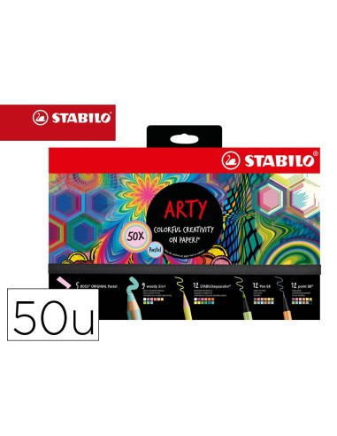 SET STABILO CREATIVO ARTY LINE PASTEL 50 UD.SURTIDAS