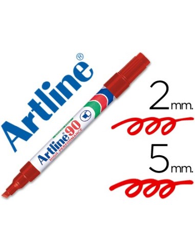 ROTULADOR ARTLINE MARCADOR PERM.EK-90 ROJO PUNTA BISELADA 5 MM PAPEL