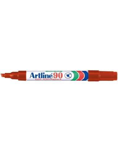 ROTULADOR ARTLINE MARCADOR PERM.EK-90 ROJO PUNTA BISELADA 5 MM PAPEL