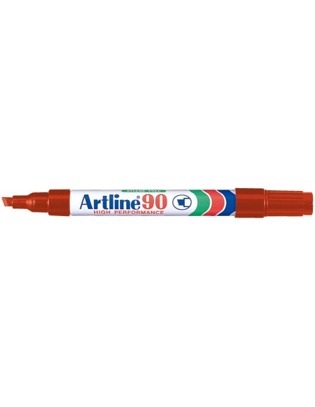 ROTULADOR ARTLINE MARCADOR PERM.EK-90 ROJO PUNTA BISELADA 5 MM PAPEL