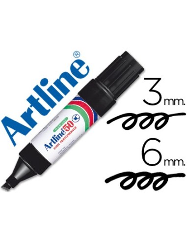 ROTULADOR ARTLINE MARCADOR PERM.EK-50 NEGRO PUNTA BISELADA 6 MM PAPEL