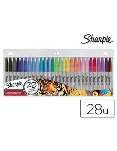 ROTULADORES SHARPIE PERM.PUNTA FINA BLISTER 28 UD.SURT.