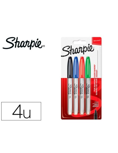 ROTULADOR SHARPIE PERMANENTE FINO 4 UD.ESTANDAR SURT.