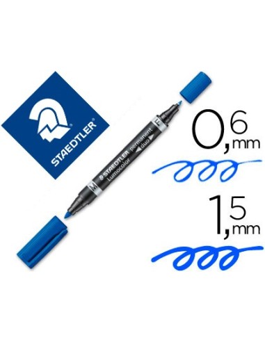 ROTULADOR STAEDTLER LUMOCOLOR PERM.DUO 348 AZUL PUNTA F 0,6 MM PUNTA