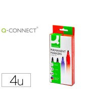 ROTULADOR Q-CONNECT MARCADOR PERMANENTE ESTUCHE DE 4 COLORES SURTIDO