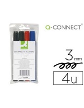 ROTULADOR Q-CONNECT MARCADOR PERM.ESTUCHE 4 COL.SURT.PUNTA RED.3.0MM