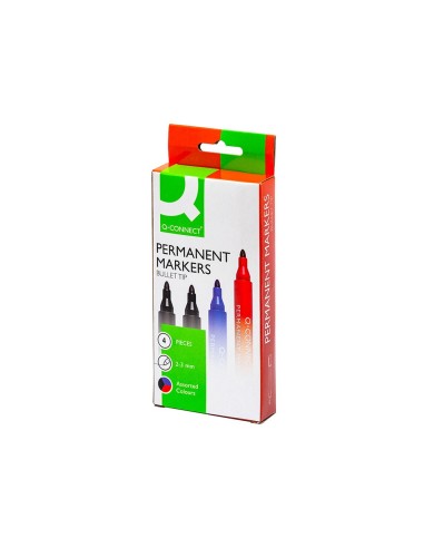 ROTULADOR Q-CONNECT MARCADOR PERM.ESTUCHE 4 COL.SURT.PUNTA RED.3.0MM ROTULADOR Q-CONNECT MARCADOR PERM.ESTUCHE 4 COL.SURT.PUNTA RED.3.0MM