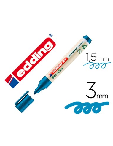 ROTULADOR EDDING 21 PERM.ECOLINE 90% RECI.AZ. RED.1,5-3MM RECARGABLE