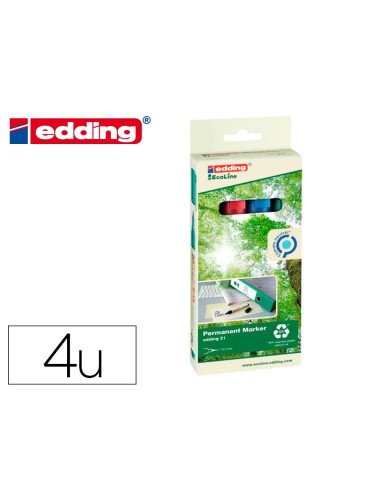 ROTULADOR EDDING 21 PERM.ECOLINE 90% RECI. 4 SURT.PUNTA RED.1,5-3