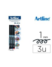 ROTULADOR ARTLINE RET FIBRA PE EK-854 1MM -BLISTER 3 (1-NE 1-AZ 1-RO)