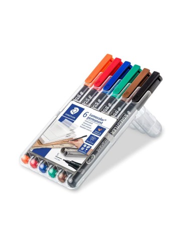 ROTULADOR STAEDTLER LUMOCOLOR RETRO.PUNTA FIBRA PERMANENTE 318 6U.WP6