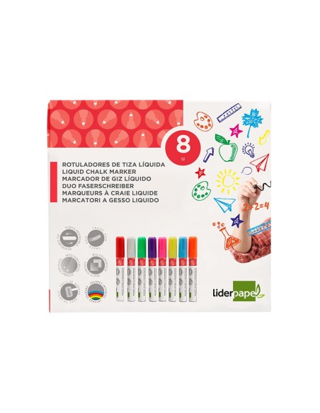 ROTULADOR  TIZA LIQUIDA RED.TRAZO 6MM CAJA 8 UD.SURT.