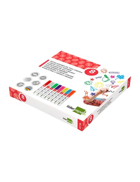 ROTULADOR  TIZA LIQUIDA RED.TRAZO 6MM CAJA 8 UD.SURT.