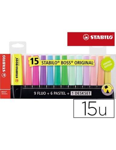 ROTULADOR STABILO BOSS FLUORESCENTE 70 BLISTER 15 UD.SURT.