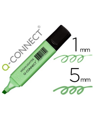 ROTULADOR Q-CONNECT FLUORESCENTE PASTEL VERDE  PUNTA BISELADA