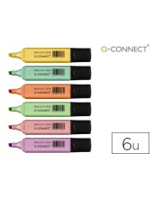 ROTULADOR Q-CONNECT FLUORESCENTE PASTEL PUNTA BIS.6 UDS SURT.