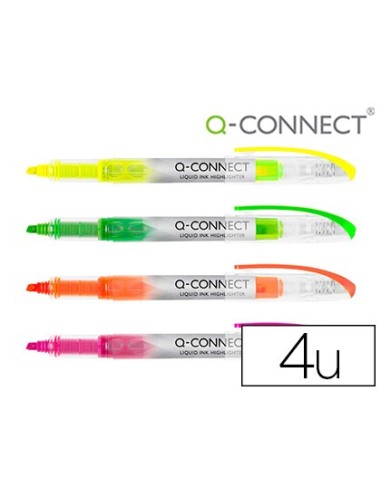 ROTULADOR Q-CON.FLUORESCENTE TINTA LIQUIDA BOLSA 4 UD.SURT.