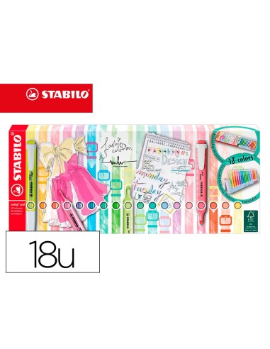 ROTULADOR STABILO FLUORESCENTE SWING COOL PASTEL DESKSET  18 UD.SURT.