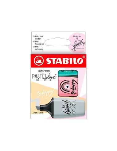 ROTULADOR STABILO BOSS MINI PASTEL LOVE  3 UD. MENTA/ROSA/TURQ.