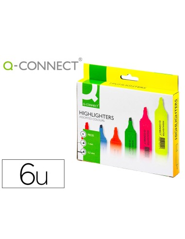 ROTULADOR Q-CON FLUORESCENTE PUNTA BISELADA ESTUCHE 6 COLORES KF01909