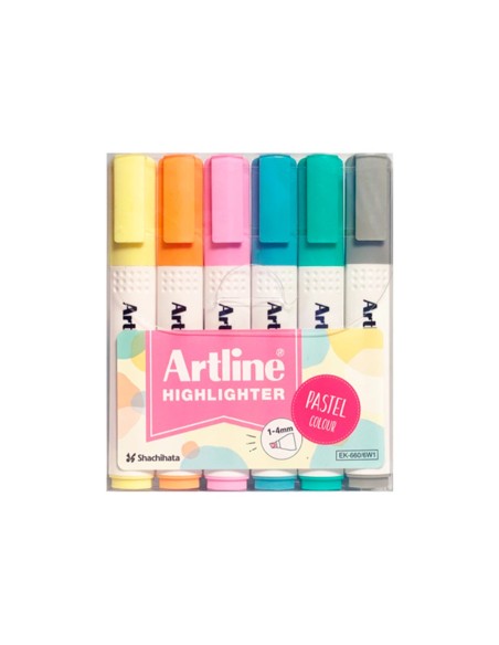 ROTULADOR ARTLINE FLUOR.EK-660 PASTEL BOLSA 6 UD.SURT.